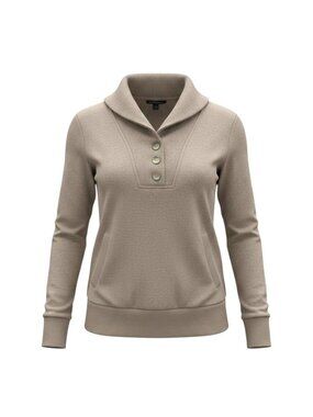 Banana Republic Womens Taupe Shawl Collar 3-Button Pullover Sweater Large